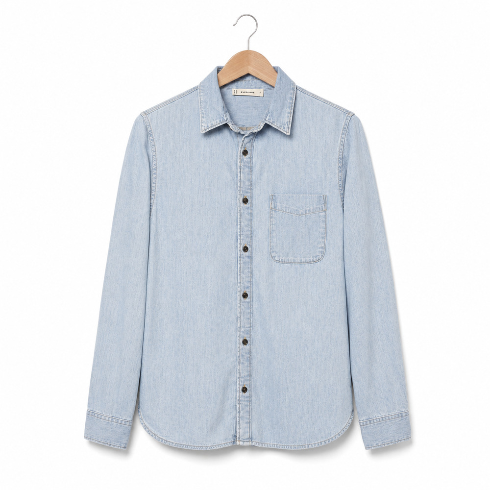 Everlane Button Up Shirt Mens Size Small Blue Chambray Denim Lightweight Casual